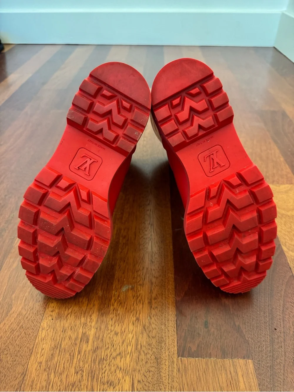 Louis Vuitton Red Mid-Calf Rubber Boots
